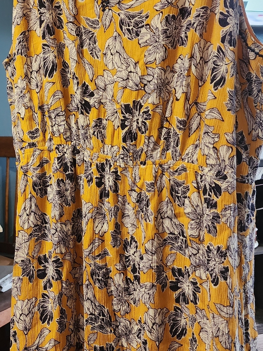 Market Spruce Floral Sleeveless Sundress in Mustard Yellow Sz XXL